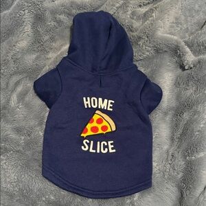 Navy Blue Home Slice Pizza Graphic Pet Hoodie